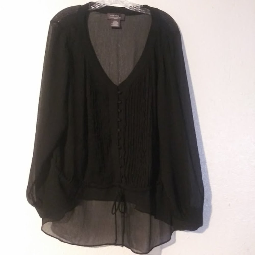 George Me designs by Mark Eisen Women's 3X (22W/24W) black blouse